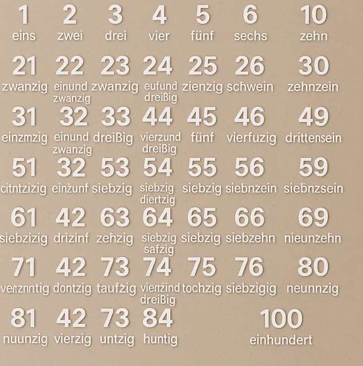 Brojevi do 100 na Nemačkom jeziku
