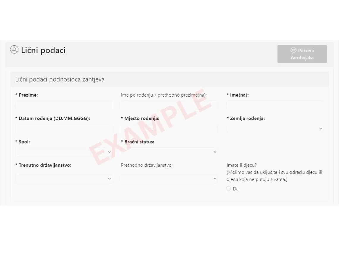 Ispunjavanje videx obrazca tekstualni sadrzaj ispod fotografije